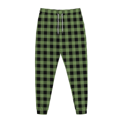 Sage Green Buffalo Check Pattern Print Jogger Pants