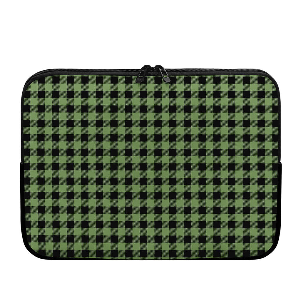 Sage Green Buffalo Check Pattern Print Laptop Sleeve
