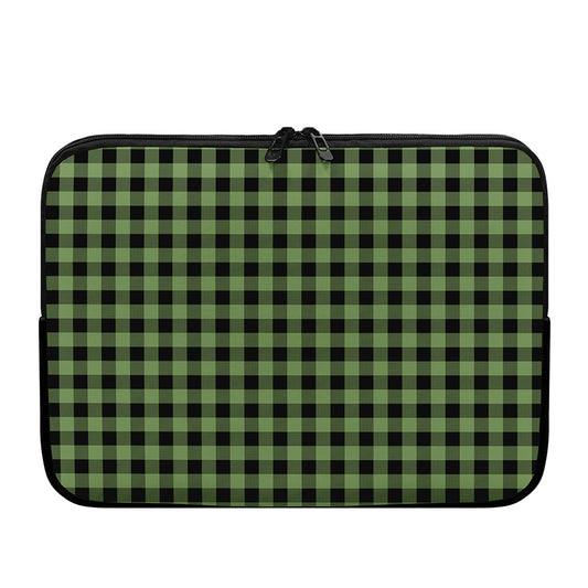 Sage Green Buffalo Check Pattern Print Laptop Sleeve