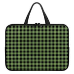 Sage Green Buffalo Check Pattern Print Laptop Sleeve With Handle