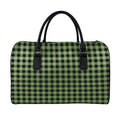 Sage Green Buffalo Check Pattern Print Leather Duffel Bag