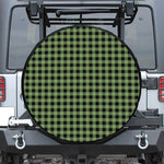 Sage Green Buffalo Check Pattern Print Leather Spare Tire Cover