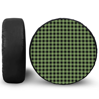 Sage Green Buffalo Check Pattern Print Leather Spare Tire Cover