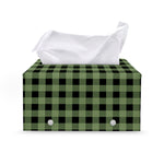 Sage Green Buffalo Check Pattern Print Leather Tissue Box Cover