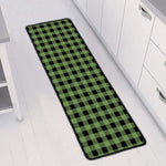 Sage Green Buffalo Check Pattern Print Long Kitchen Mat
