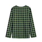 Sage Green Buffalo Check Pattern Print Long Sleeve Short Coat