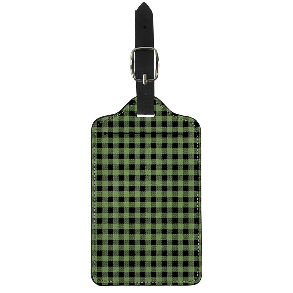 Sage Green Buffalo Check Pattern Print Luggage Tag