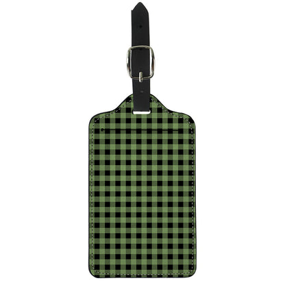 Sage Green Buffalo Check Pattern Print Luggage Tag