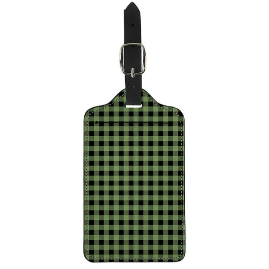 Sage Green Buffalo Check Pattern Print Luggage Tag