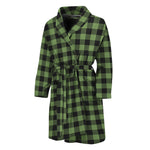 Sage Green Buffalo Check Pattern Print Men's Bathrobe