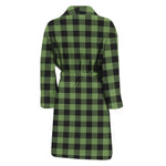 Sage Green Buffalo Check Pattern Print Men's Bathrobe