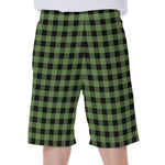 Sage Green Buffalo Check Pattern Print Men's Beach Shorts