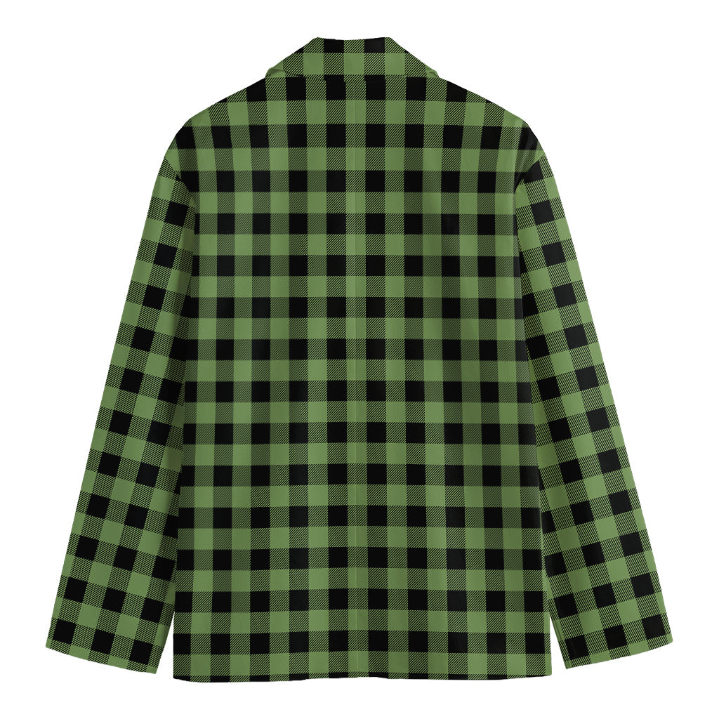 Sage Green Buffalo Check Pattern Print Men's Blazer