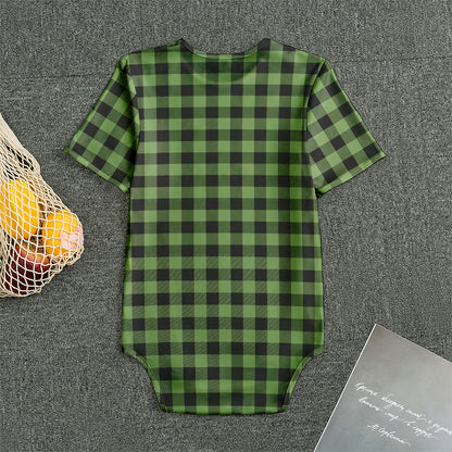 Sage Green Buffalo Check Pattern Print Men's Bodysuit