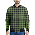 Sage Green Buffalo Check Pattern Print Men's Bomber Jacket