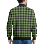 Sage Green Buffalo Check Pattern Print Men's Bomber Jacket