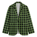 Sage Green Buffalo Check Pattern Print Men's Cotton Blazer