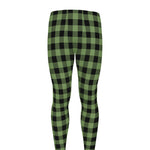 Sage Green Buffalo Check Pattern Print Men's leggings