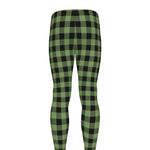 Sage Green Buffalo Check Pattern Print Men's leggings
