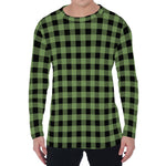 Sage Green Buffalo Check Pattern Print Men's Long Sleeve T-Shirt