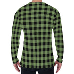 Sage Green Buffalo Check Pattern Print Men's Long Sleeve T-Shirt