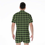 Sage Green Buffalo Check Pattern Print Men's Rompers
