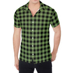 Sage Green Buffalo Check Pattern Print Men's Shirt
