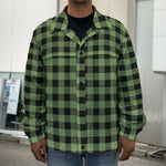 Sage Green Buffalo Check Pattern Print Men's Shirt Jacket