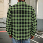 Sage Green Buffalo Check Pattern Print Men's Shirt Jacket