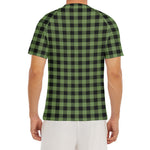 Sage Green Buffalo Check Pattern Print Men's Short Sleeve Rash Guard