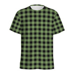 Sage Green Buffalo Check Pattern Print Men's Sports T-Shirt