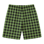 Sage Green Buffalo Check Pattern Print Men's Swim Trunks