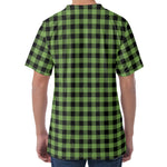 Sage Green Buffalo Check Pattern Print Men's Velvet T-Shirt