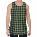 Sage Green Buffalo Check Pattern Print Men's Velvet Tank Top