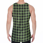 Sage Green Buffalo Check Pattern Print Men's Velvet Tank Top