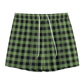 Sage Green Buffalo Check Pattern Print Mesh Shorts
