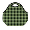 Sage Green Buffalo Check Pattern Print Neoprene Lunch Bag