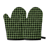 Sage Green Buffalo Check Pattern Print Oven Mitts