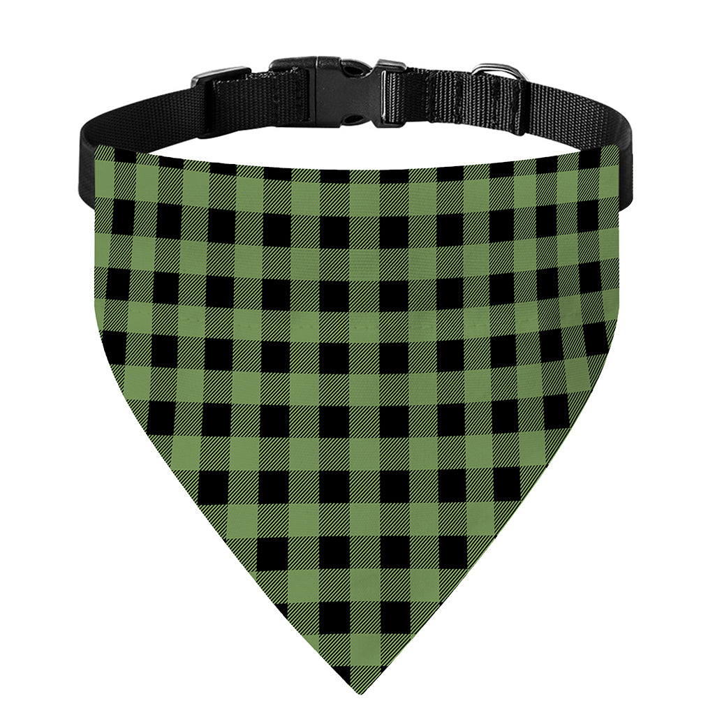 Sage Green Buffalo Check Pattern Print Over The Collar Dog Bandana