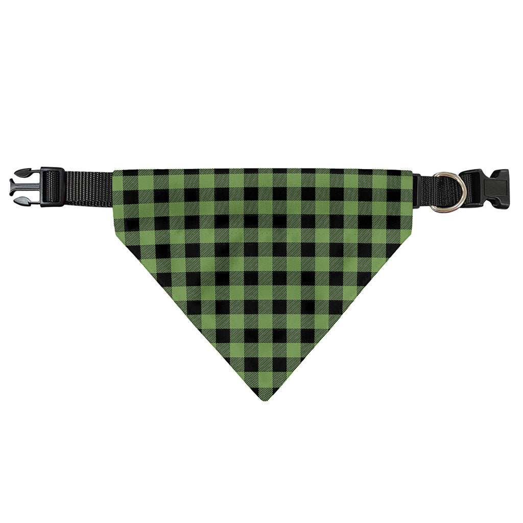 Sage Green Buffalo Check Pattern Print Over The Collar Dog Bandana