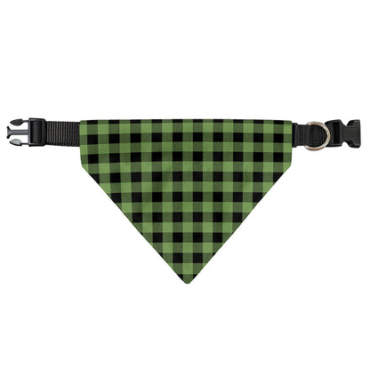 Sage Green Buffalo Check Pattern Print Over The Collar Dog Bandana