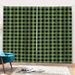 Sage Green Buffalo Check Pattern Print Pencil Pleat Curtains