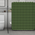 Sage Green Buffalo Check Pattern Print Polyester Shower Curtain
