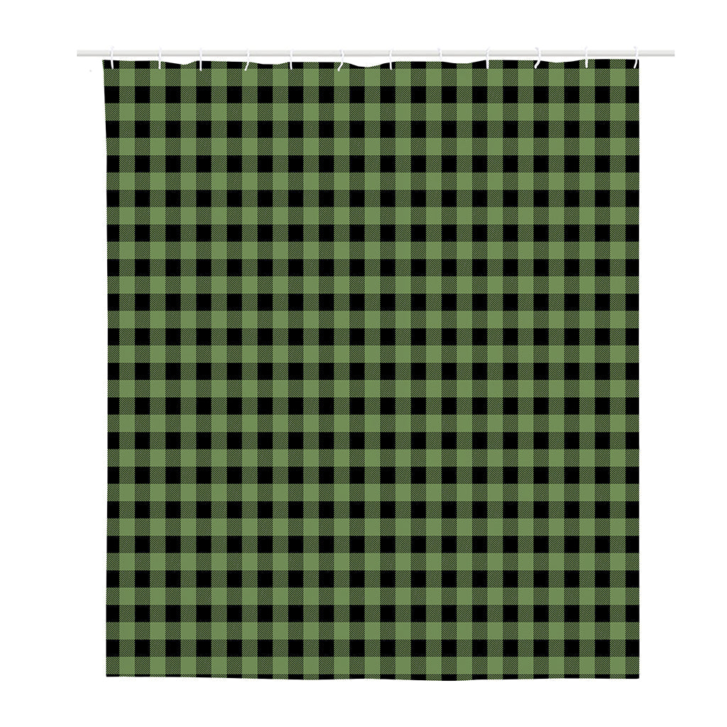 Sage Green Buffalo Check Pattern Print Polyester Shower Curtain
