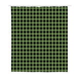 Sage Green Buffalo Check Pattern Print Polyester Shower Curtain