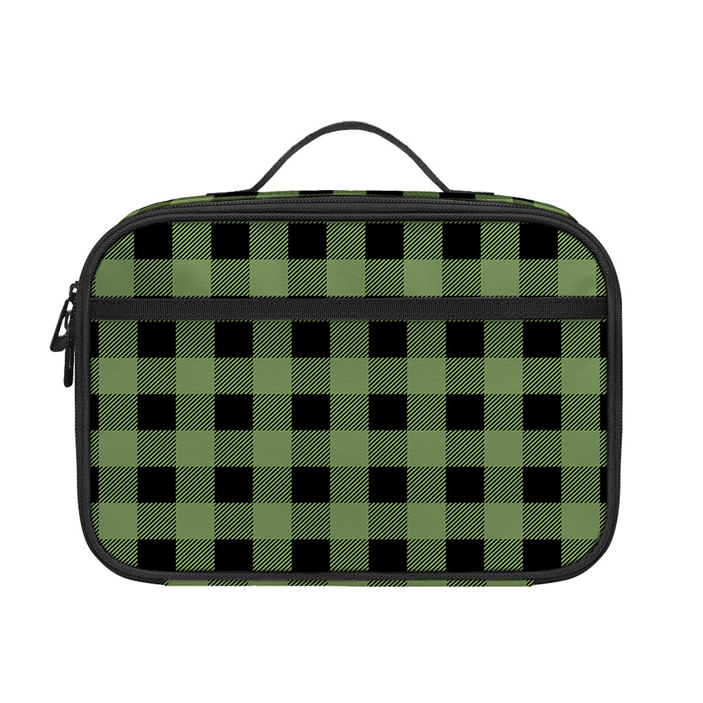 Sage Green Buffalo Check Pattern Print Portable Lunch Bag