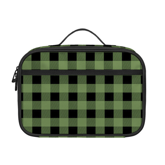 Sage Green Buffalo Check Pattern Print Portable Lunch Bag