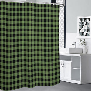 Sage Green Buffalo Check Pattern Print Premium Shower Curtain