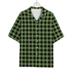 Sage Green Buffalo Check Pattern Print Rayon Hawaiian Shirt
