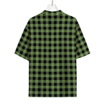 Sage Green Buffalo Check Pattern Print Rayon Hawaiian Shirt